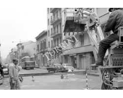Foto storiche Firenze cantiere stradale in via Masaccio