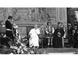 Foto storiche Firenze  Papa Wojtyla Giovanni Paolo II alla Loggia dell\' Orcagna